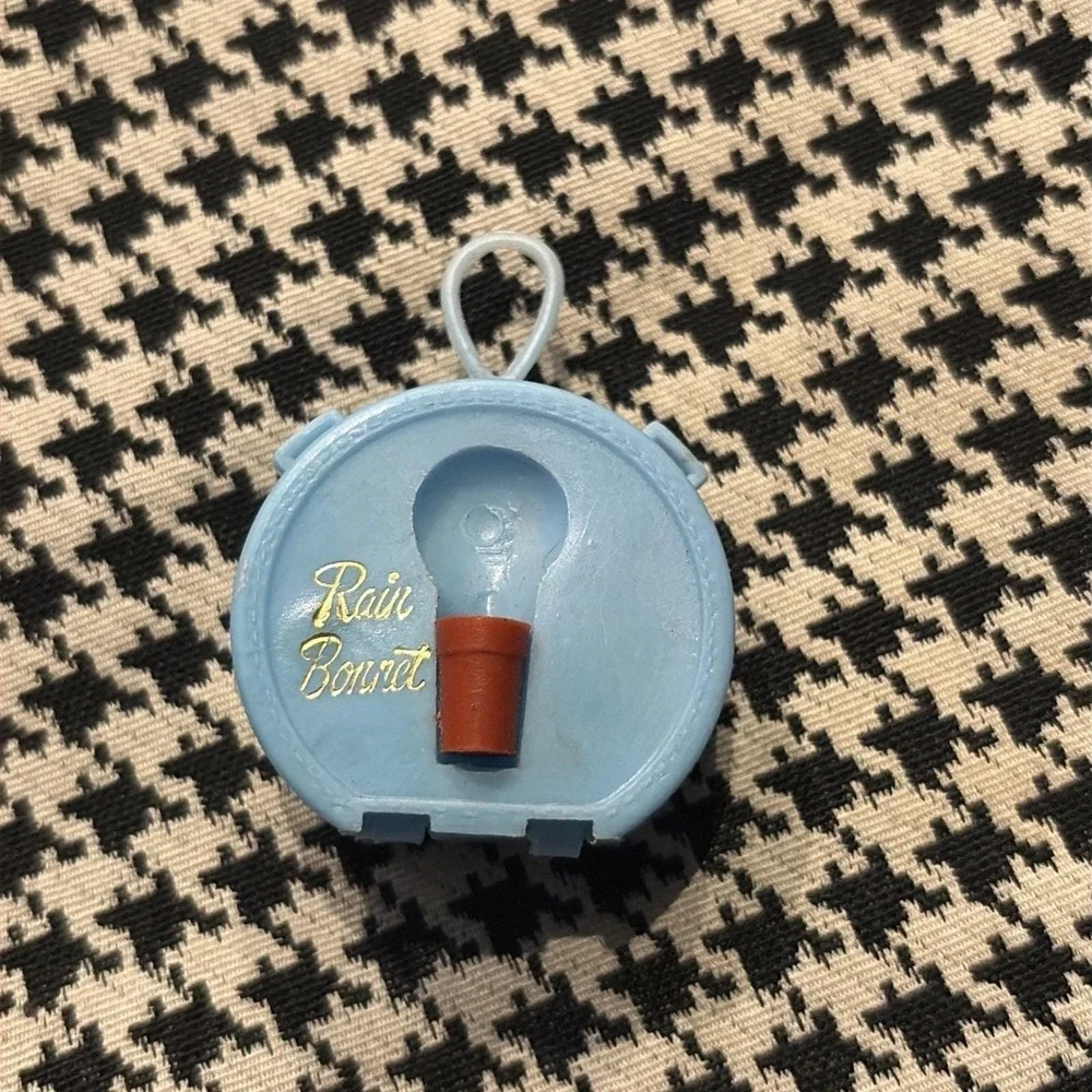 VTG Small Plastic Blue Purse Case Rain Bonnet Hong Kong Dollhouse Mini Accessory